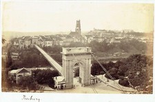 Panorama of Fribourg, Switzerland.  Excellent 1869 albumen phtograph.