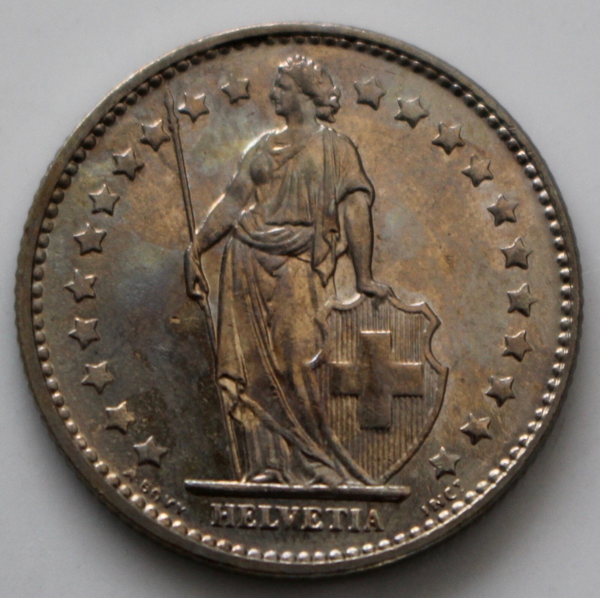 1978 SWITZERLAND - 1 FRANC - COPPER-NICKEL - Helvetia Standing