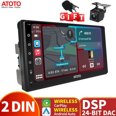 ATOTO F7WE 7'' Full TouchScreen Double Din Car Stereo Radio w/ HD Rearview Camera