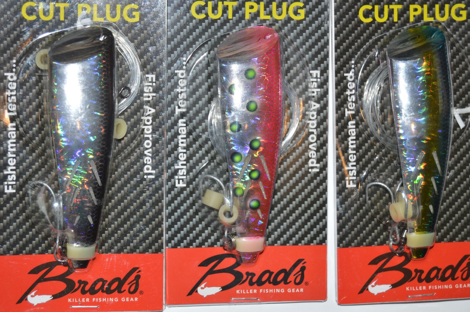 3 lures brad's mini cut plug 4" rotating bait 60" leader assortment