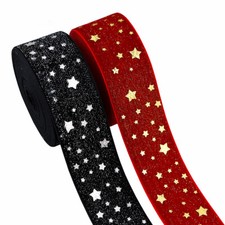 1 Rouleau 4.6m Étoile Motif Velours Ruban Noël Décoration DIY Loisirs Créatifs