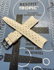 Original 1960s white 22mm curved genuine Tropic Swiss watch band modern buckle