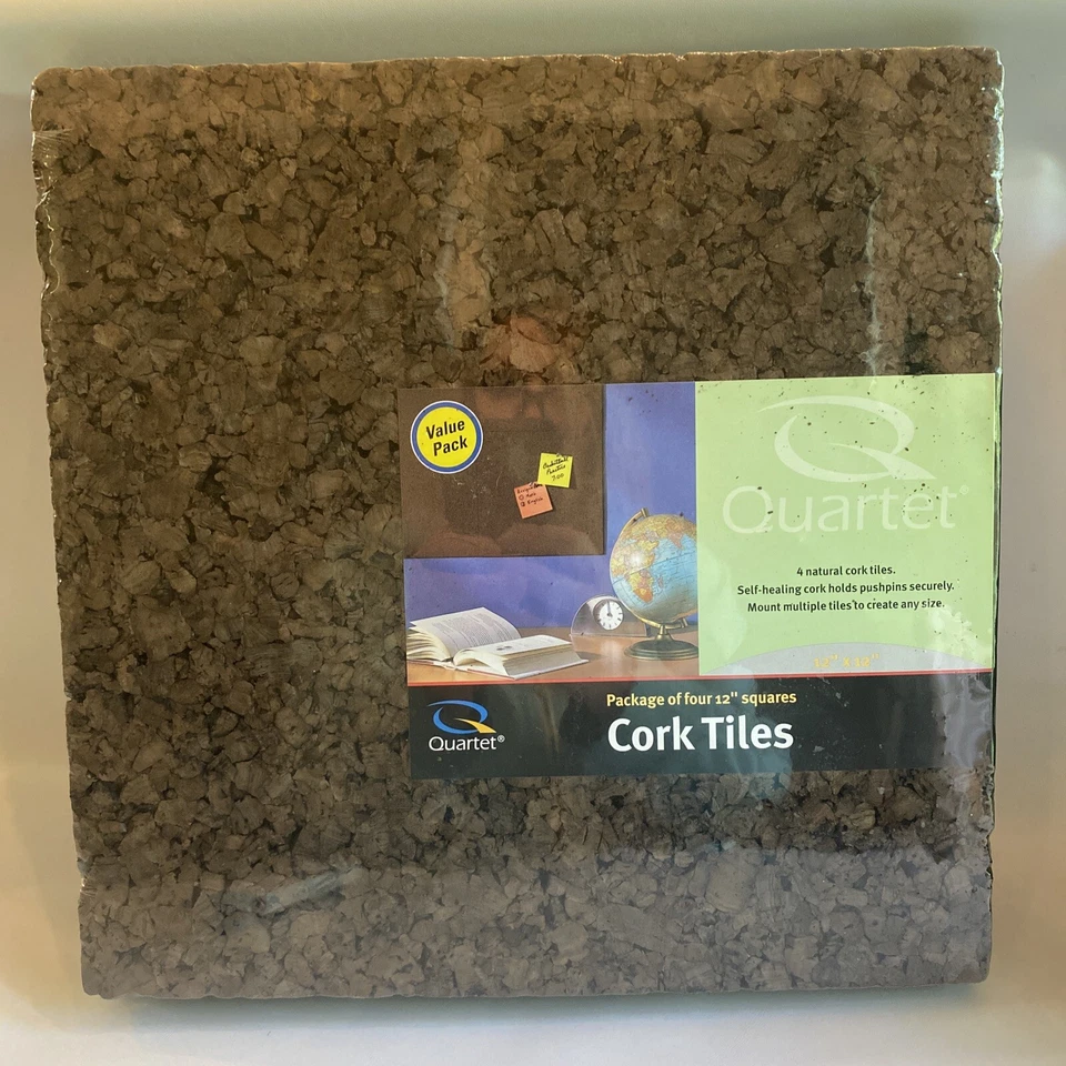 Quartet Dark Cork Tiles 12" x 12" 4-Pack by ACCO Brown Bulletin Board Panels - Image 4 of 4