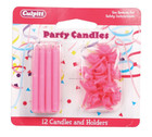 BIRTHDAY PARTY CAKE CANDLES  PINK HOLDERS GIRLS LADIES CHILDREN PARTIES 12 