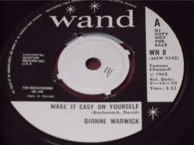 Dionne Warwick:  Make it easy on yourself  1970   NEAR MINT   DJ PROMO  7''