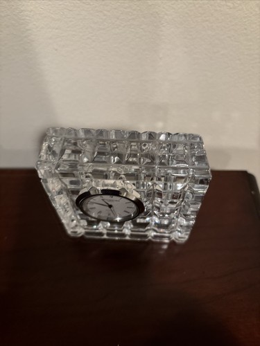 Waterford Crystal Square Checkerboard Design Desk Shelf Clock 1980s Vintage - Picture 2 of 5
