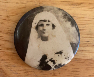Vintage Photo ephemera with Young Bride mirror