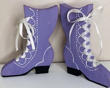 6 Wooden Decorative Shoes Victorian Style Tie Lace Up Heels Decor Vintage