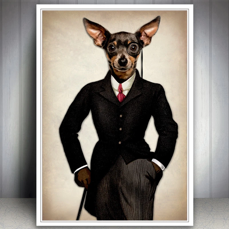 DOG PRINT CHIHUAHUA VINTAGE STEAMPUNK HIPSTER PICTURE VINTAGE WALL