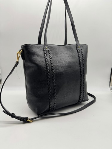 Style & Co Whip Stitch braided front soft faux-leather tote crossbody bag -BLACK - Picture 6 of 14
