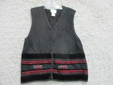 VINTAGE Susan Bristol Vest Sweater Large Adult Black Ramie Sleeveless Womens L
