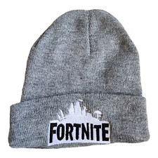 Kids Fortnite Knit Hat Beanie Greay w/Fortnite Logo and Free Shipping