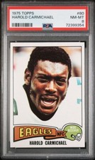 1975 Topps, PSA 8, HAROLD CARMICHAEL, #80, Philadelphia Eagles, PSA 8, HOF