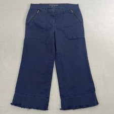 Peace Love World Blue Wide Leg Cropped Heavy Twill Pants sz 12