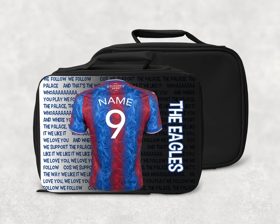 Personalised Crystal Palace Name Children Kids Football School Lunch Bag Bottle