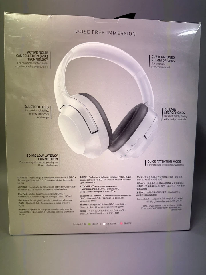 New Sealed RAZER Brand Opus X Mercury Edition White Wireless Gaming Headset ANC - Image 2 of 2