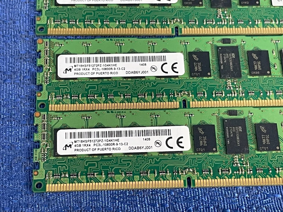 Lot of 4 Micron Crucial 1GB 184-PIN DDR PC2700R-25331-J0 MT18VDDF12872Y-335F1 - Image 4 of 4
