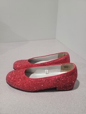 Girl's Dorothy - Wizard of OZ- Red Shine Sparkle w/Heel Size 4 Costume Shoes GUC