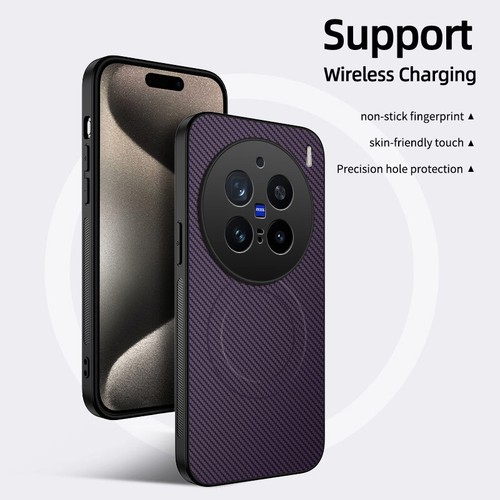 For ViVO X200 Pro, Luxury Business Carbon Fiber Magnetic Soft Rubber Cover Case - 第 14/14 張圖片