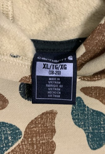 CARHARTT YOUTH CAMO 50TH ANNIVERSARY HOODIE SWEATSHIRT SIZE XL 18 - 20 - Picture 3 of 5