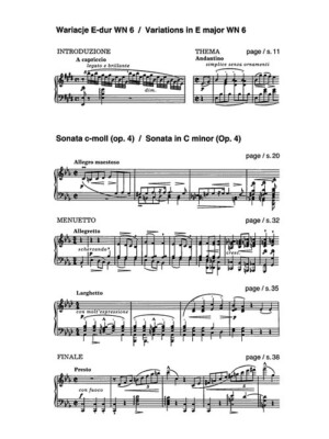 Pwm Edition Variations In E And Sonata In C Minor Chopin National Edition 28B, V