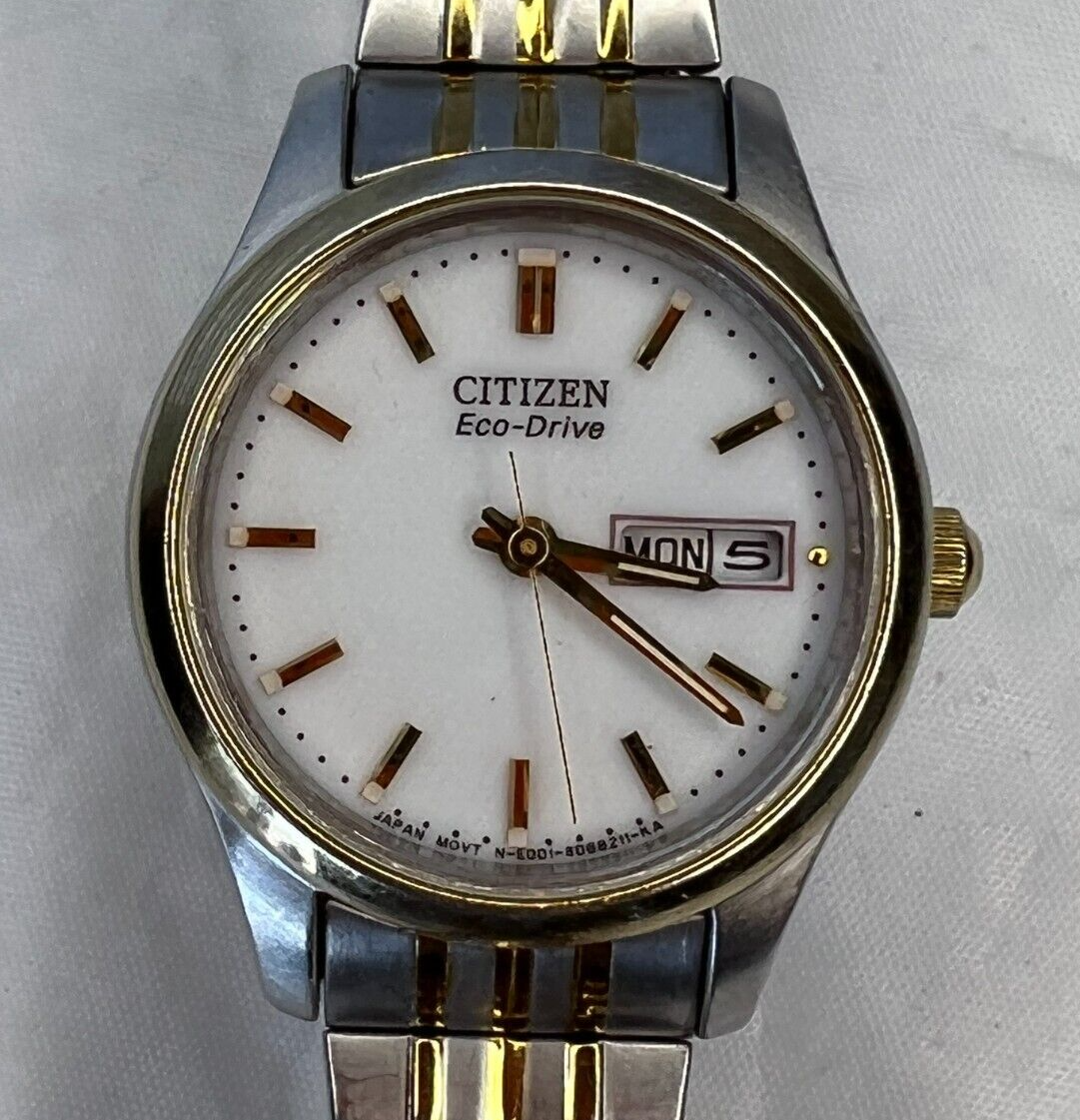 Citizen Eco Drive 25mm Two Tone Women's Watch W/Day/Date Citizen Eco Drive 25mm Two Tone Women's Watch W/Day/Date