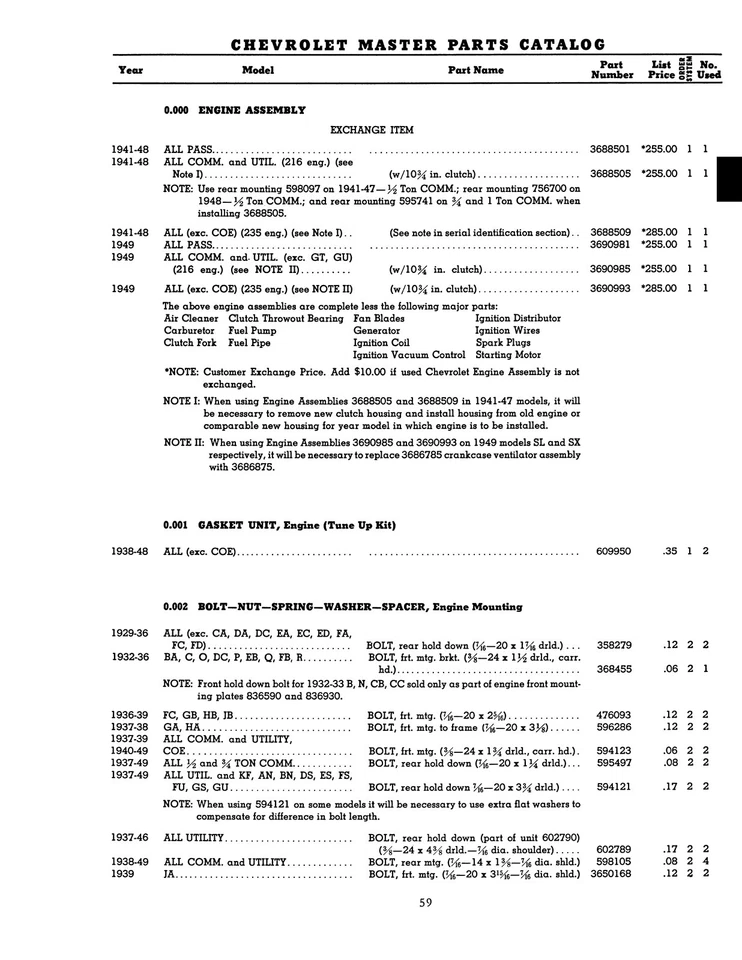 1929 - 1949 Chevrolet Master Parts (Six-Cylinder Models) Catalog - Image 4 of 4
