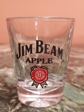 Jim Beam Apple Shot Glasses, 2 Ounces, Clear Glass with Logo- LOT OF QTY 8 OR 10
