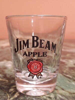 Jim Beam Apple Shot Glasses, 2 Ounces, Clear Glass with Logo- LOT OF QTY 8 OR 10