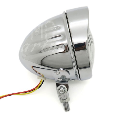 Chrome Retro Bullet Metal Front Headlight For Harley Cafe Racer Bobber Custom - Bild 5 von 9