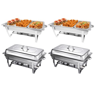 4 Pack Chafing Dish 8 QT Food Warmer Stainless Steel Buffet Set Catering Chafer