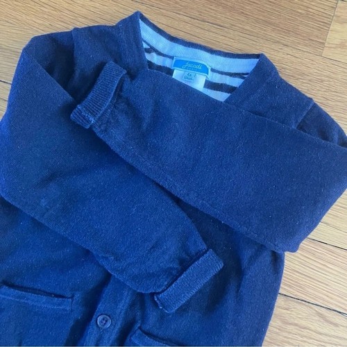 Jacadi French Wool Cotton Navy Blue Button Up Knit Sweater Boys 4 - Picture 8 of 8