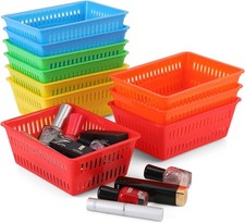 10 Pack Mini Storage Baskets Bins, Plastic Organizer Basket, Colorful Shelf