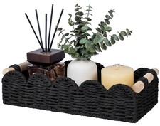 Toilet Paper Storage Basket Organizer, Small Wicker Toilet Tank Top Decorativ...