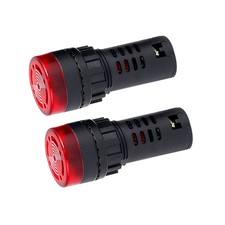2Pcs Level 3 12V Red LED Buzzer Alarm Signal Indicator Flash Light Panel Mount D