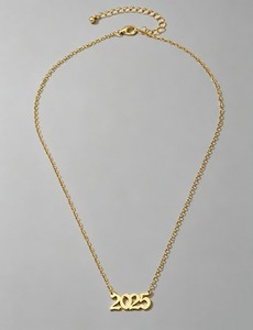 Authentic 2025 Year Number Pendant Necklace Gold Plated Oval Chain Necklace Birthday Gift