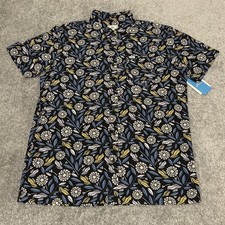 ONeill Shirt Mens Medium Black Floral Button Up Short Sleeve OG Eco Camp NEW