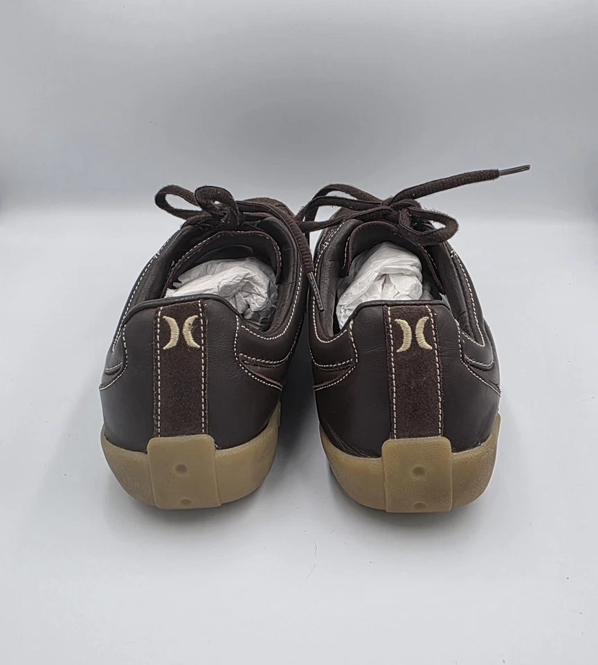 Hurley Men's Brown Leather 10 Lace Up Athletic Sneakers 030507 Casual Shoes Y2K - Image 4 of 4