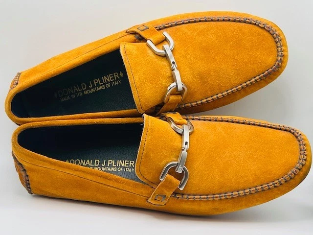 Мужские дизайнерские итальянские кукурузные желтые замшевые мокасины Donald J Pliner размер 10 - Изображение 4 из 4