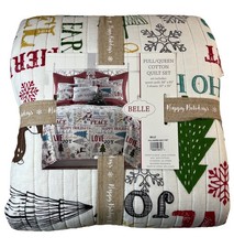 NEW Cotton Christmas Quilt Set BELLE FULL/QUEEN SET Cotton Holiday Bedding