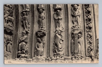 Paris France Groupe de Saints Postcard RPPC #2952 ND PHOT Portail Droite