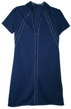 Women's Dress Zip-Up Short Sleeved Shift Blue