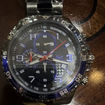 Invicta Men's Specialty Quartz Chronograph Black/Blue Dial Date SS 50mm 50m