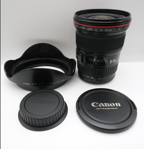 [Excellent+++] Canon EF 16-35mm f/2.8 L USM Lens, +Caps +Hood, Black, A++