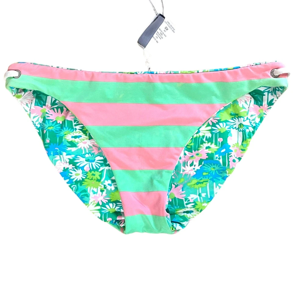 Sperry Top Sider Talla XS Bikini Hipster Reversible Pantalones de Natación Rayas Floral  Foto 3 de 4