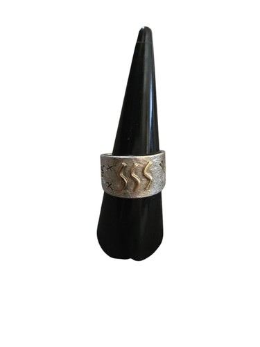 Vintage Zuni 14k Gold & Silver Ring Myron Panteah Storyteller Ring Size: 8 - Picture 2 of 6