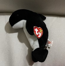 Ty Beanie Babies Waves the Orca Whale Plush Toys - 4084 Rare With Errors Retired