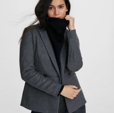 Rag Bone Leon Double-Breasted Wool Flannel Blazer In Gray Size 10 Neutral Work