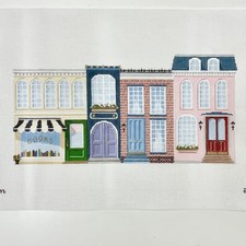 Plum Stitchery hand painted needlepoint canvas Main Street architecture 14x8 18c