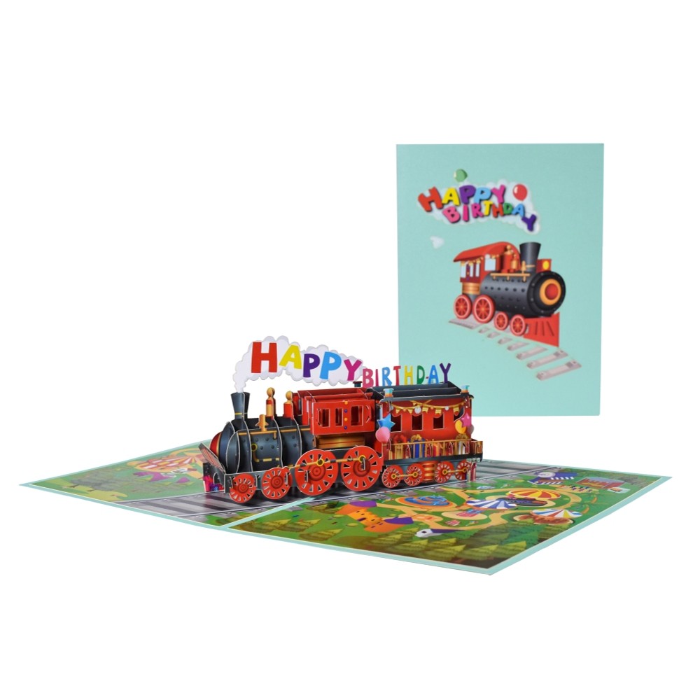 Steam Train Design 3D Pop Up Birthday Card
